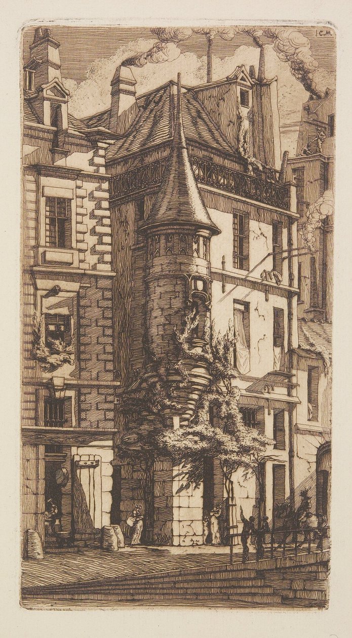 Huis met een torentje, Weversstraat, Parijs door Charles Meryon