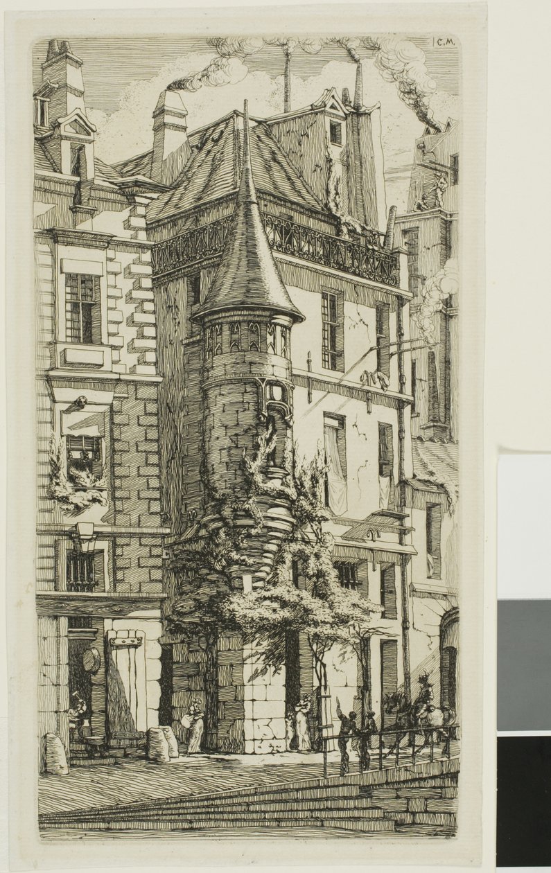 Huis met een torentje, rue de la Tixeranderie door Charles Meryon