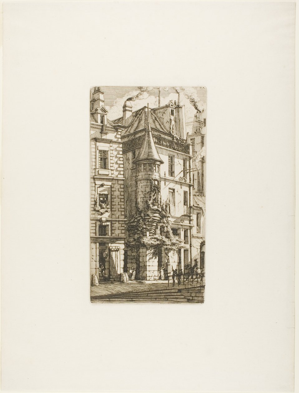 Huis met een torentje, rue de la Tixéranderie door Charles Meryon