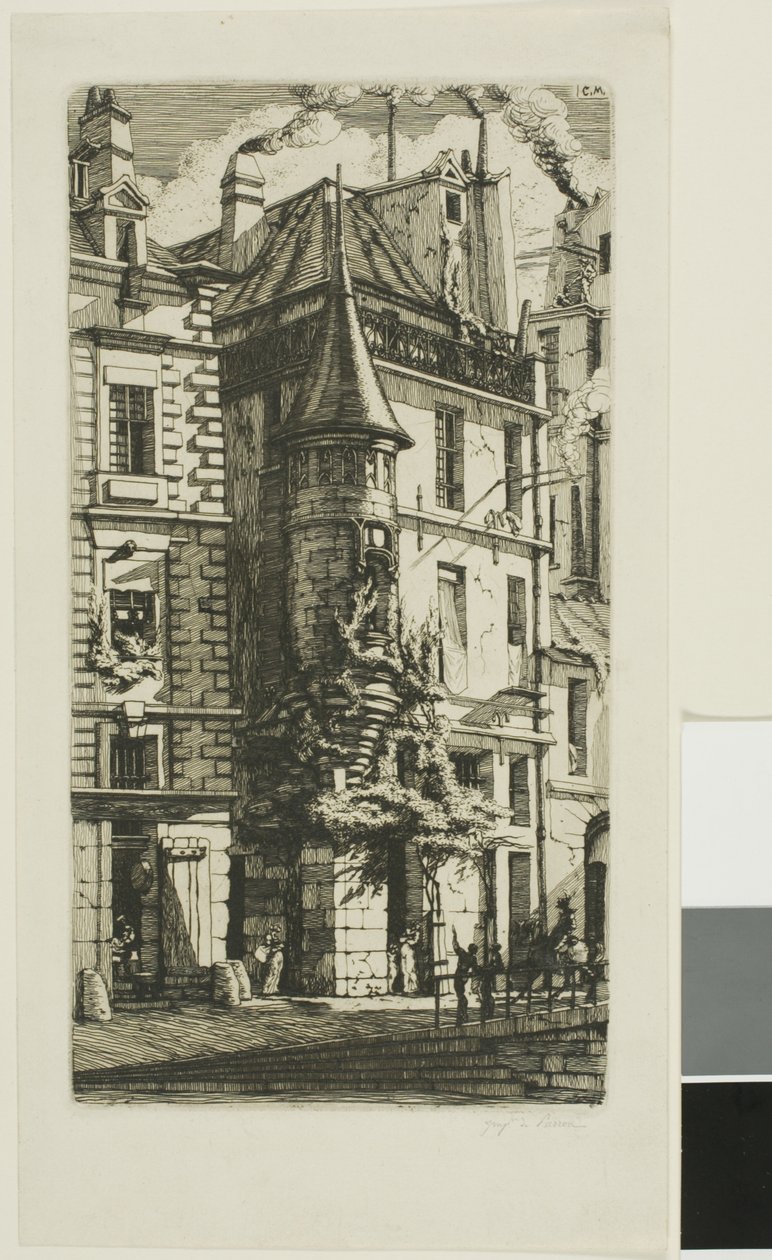 Huis met een torentje, rue de la Tixeranderie, Parijs door Charles Meryon