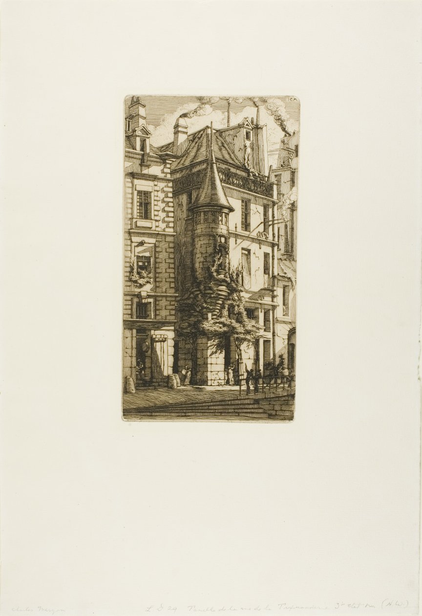 Huis met een Toren, rue de la Tixeranderie, Parijs door Charles Meryon