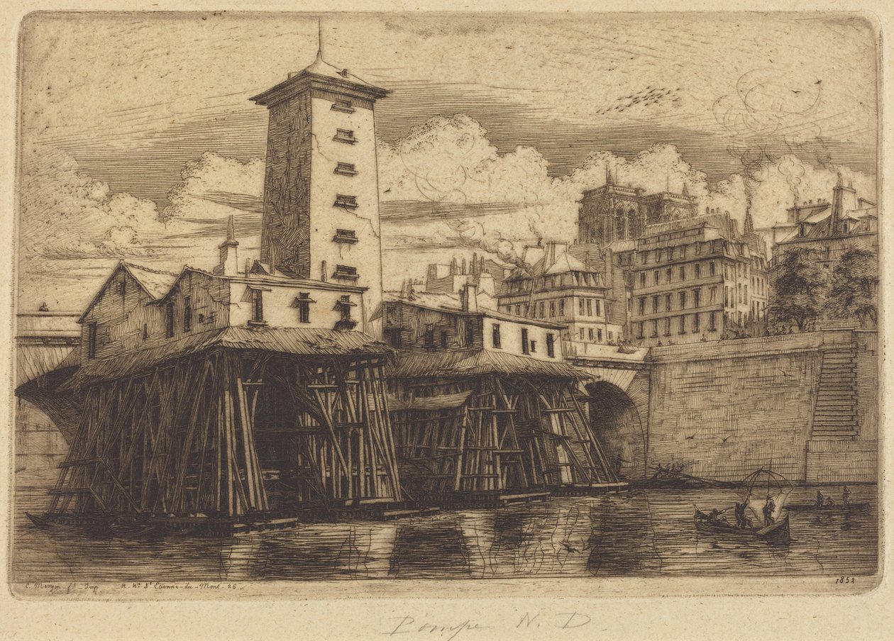De Notre-Dame-pomp, Parijs door Charles Meryon