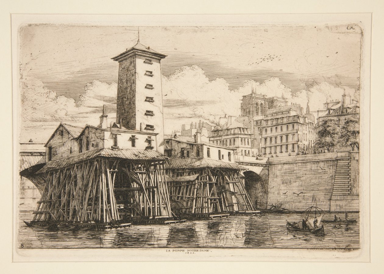De Notre-Damepomp, 1852 door Charles Meryon