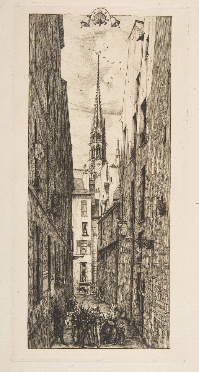 De Rue des Chantres (Rue des Chantres, Parijs) door Charles Meryon
