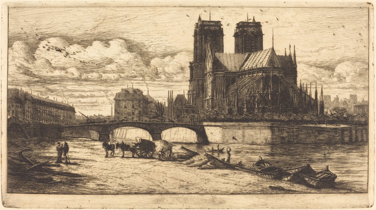 De Apsis van de Kathedraal van Notre Dame, Parijs door Charles Meryon