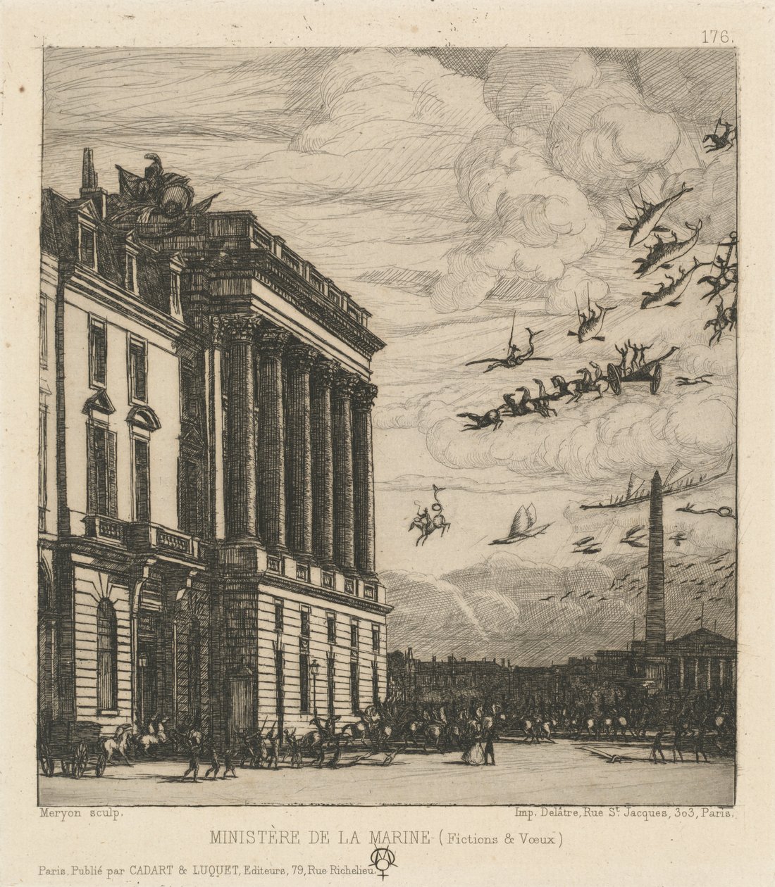 Het Ministerie van Marine, Parijs door Charles Meryon