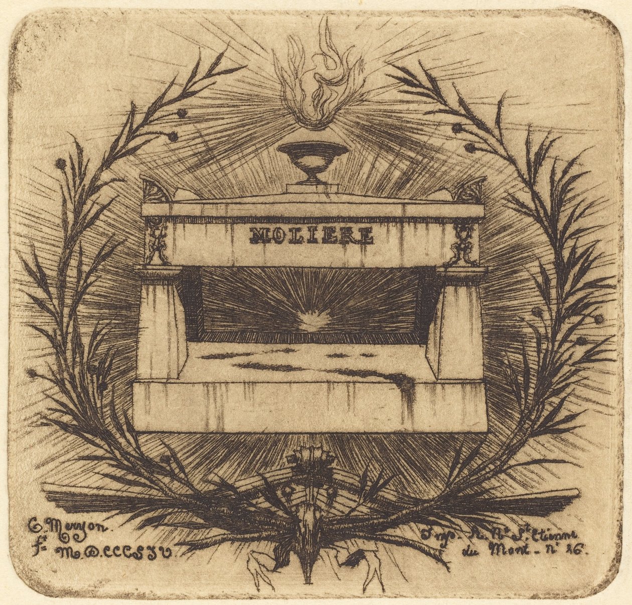 Het Graf van Molière, op Père-Lachaise, Parijs door Charles Meryon