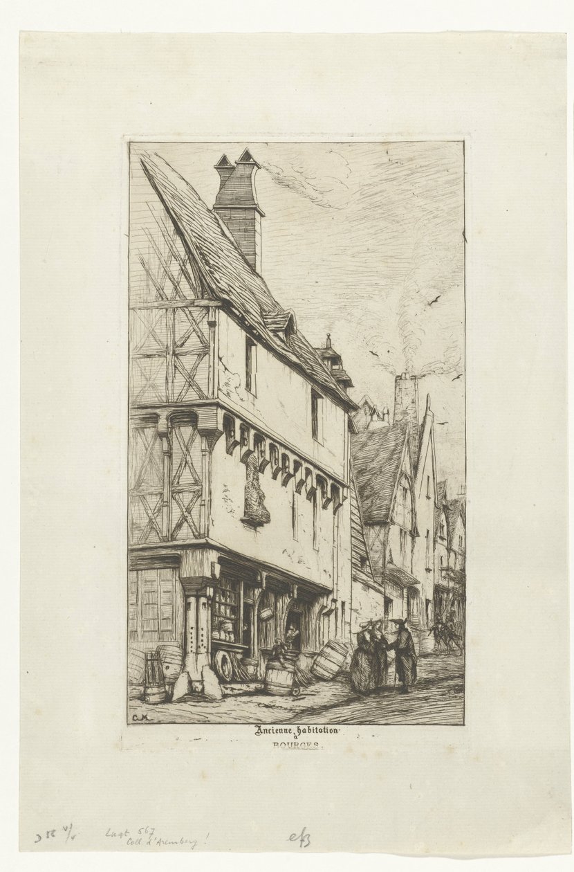 Oud huis of Huis van de Muzikant in Bourges door Charles Meryon