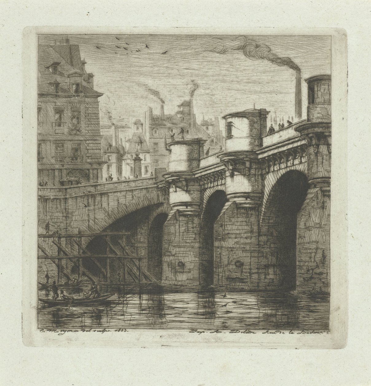 Pont-Neuf over de Seine in Parijs door Charles Meryon
