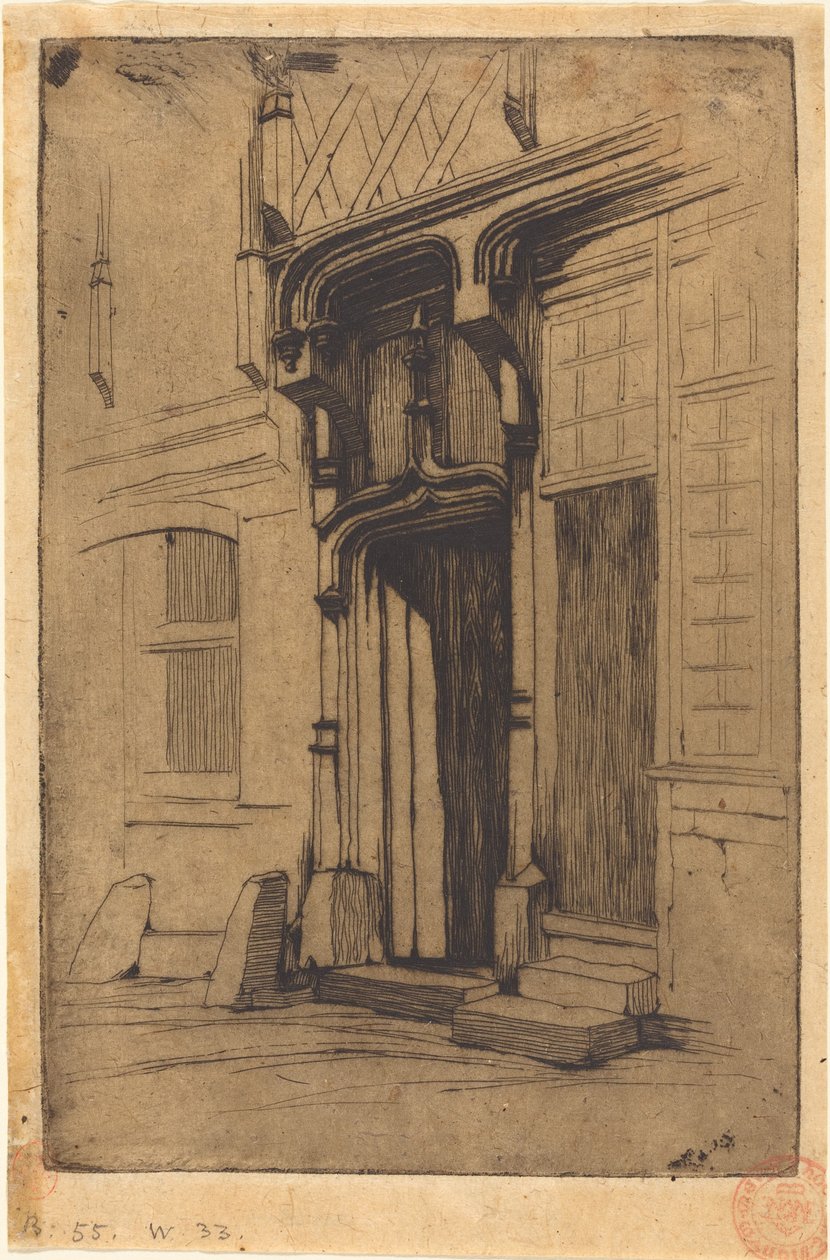 Deuropening van een oud klooster, Rue Mirabeau, Bourges door Charles Meryon