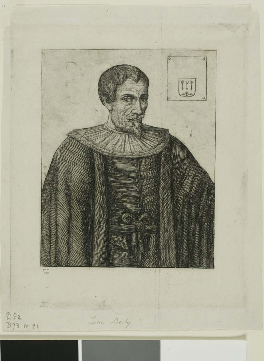 Portret van Jean Besly, historicus door Charles Meryon