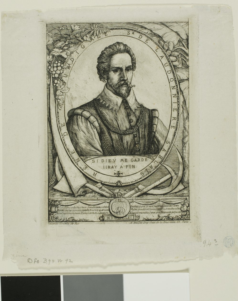 Portret van René de Laudonnière Sablais (de Burdigale) door Charles Meryon