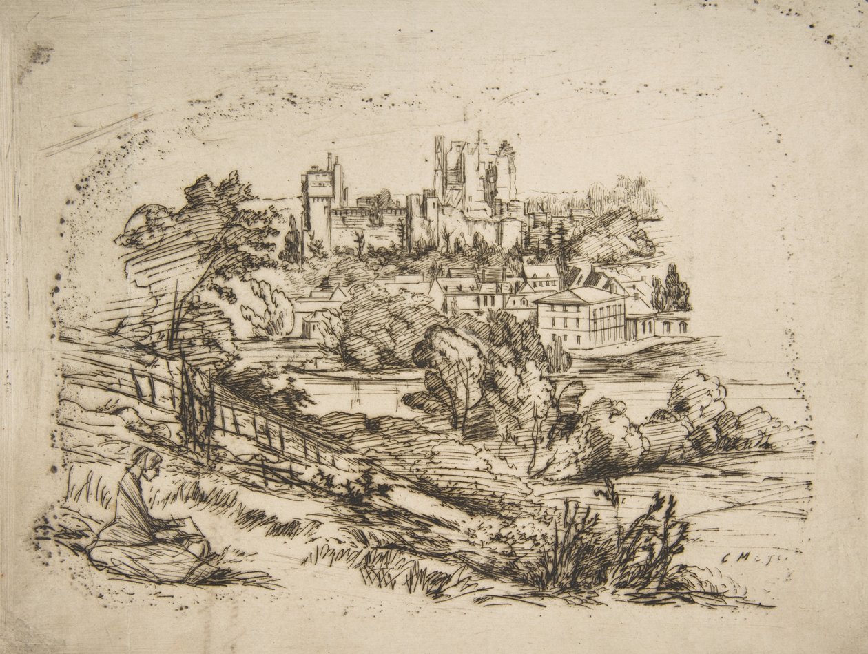 Ruïnes van het Kasteel van Pierrefonds, na Viollet-le-Du..., 1858 door Charles Meryon