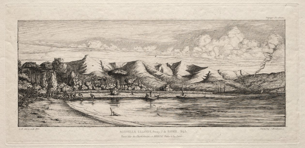 Seine vissen bij Charcoal Burners Point, Akaroa, Banks Peninsula, 1845, 1863 door Charles Meryon
