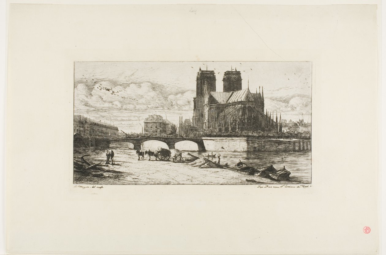 De apsis van de Notre-Dame, Parijs door Charles Meryon