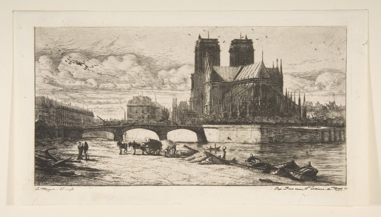 De apsis van Notre-Dame, Parijs door Charles Meryon