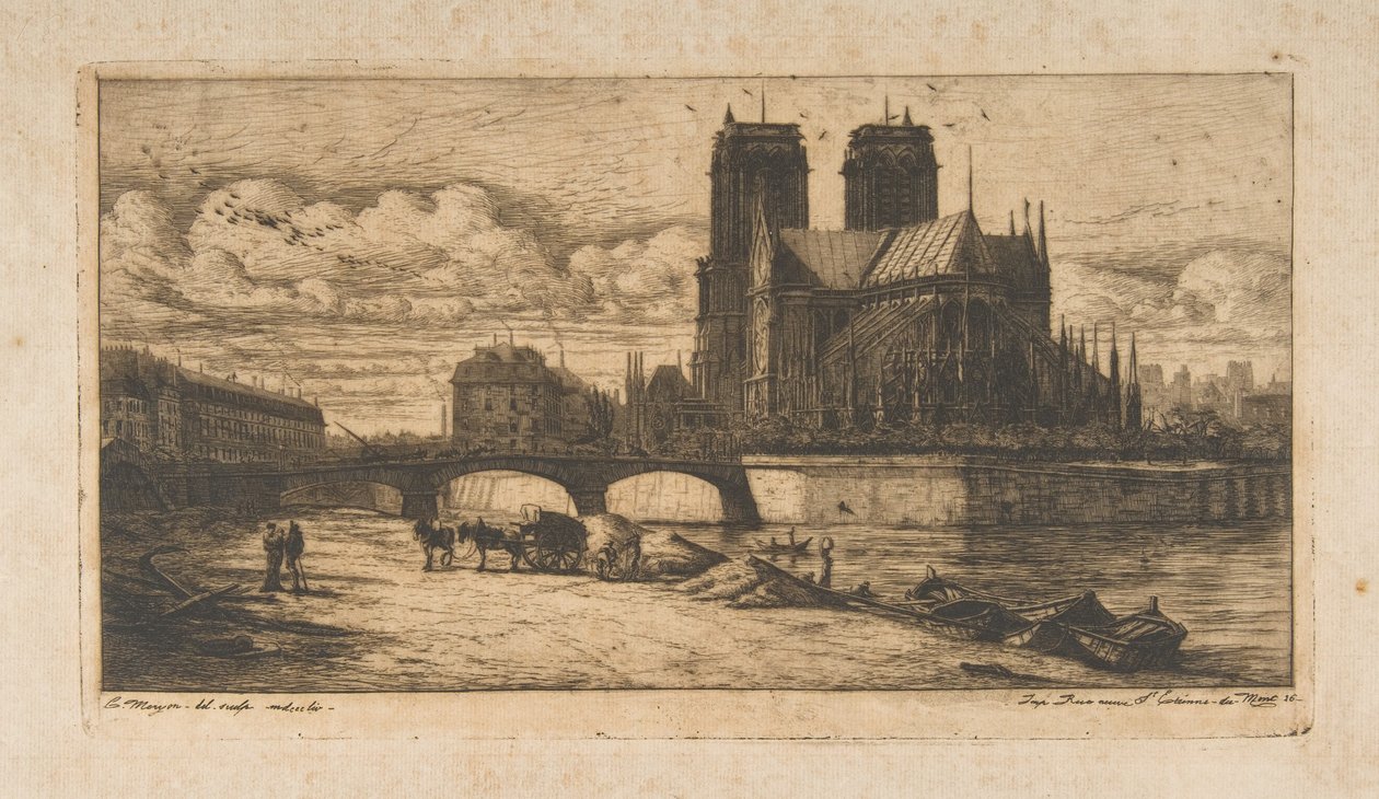 De apsis van Notre-Dame, Parijs door Charles Meryon