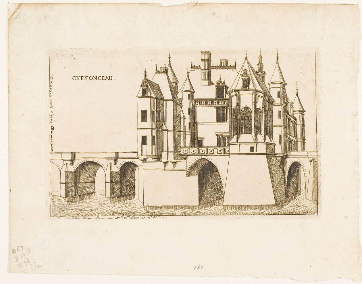 Het Kasteel van Chenonceau, nr. 2 door Charles Meryon