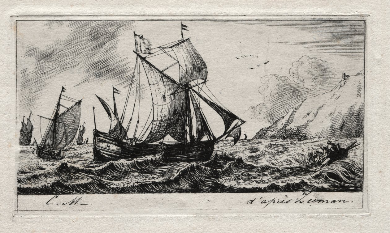 De galiot van Jean de Vyl uit Rotterdam door Charles Meryon