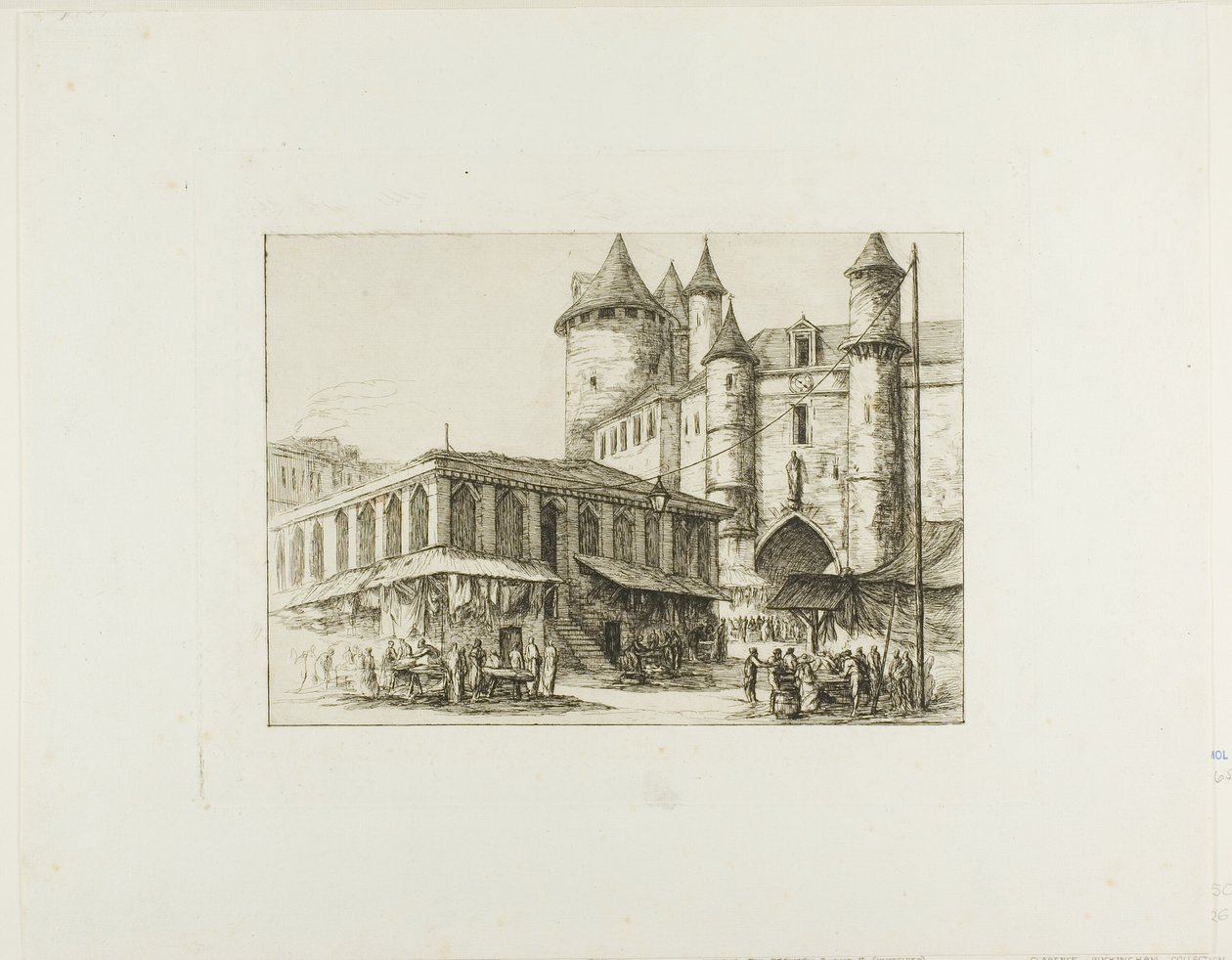 Het Grand Châtelet, Parijs, ca. 1780, naar een eerdere tekening door Charles Meryon