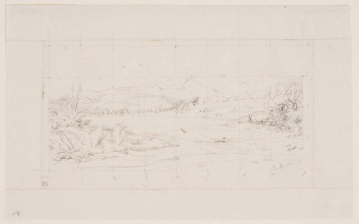 De kleine Franse kolonie in Akaroa, 1845 door Charles Meryon