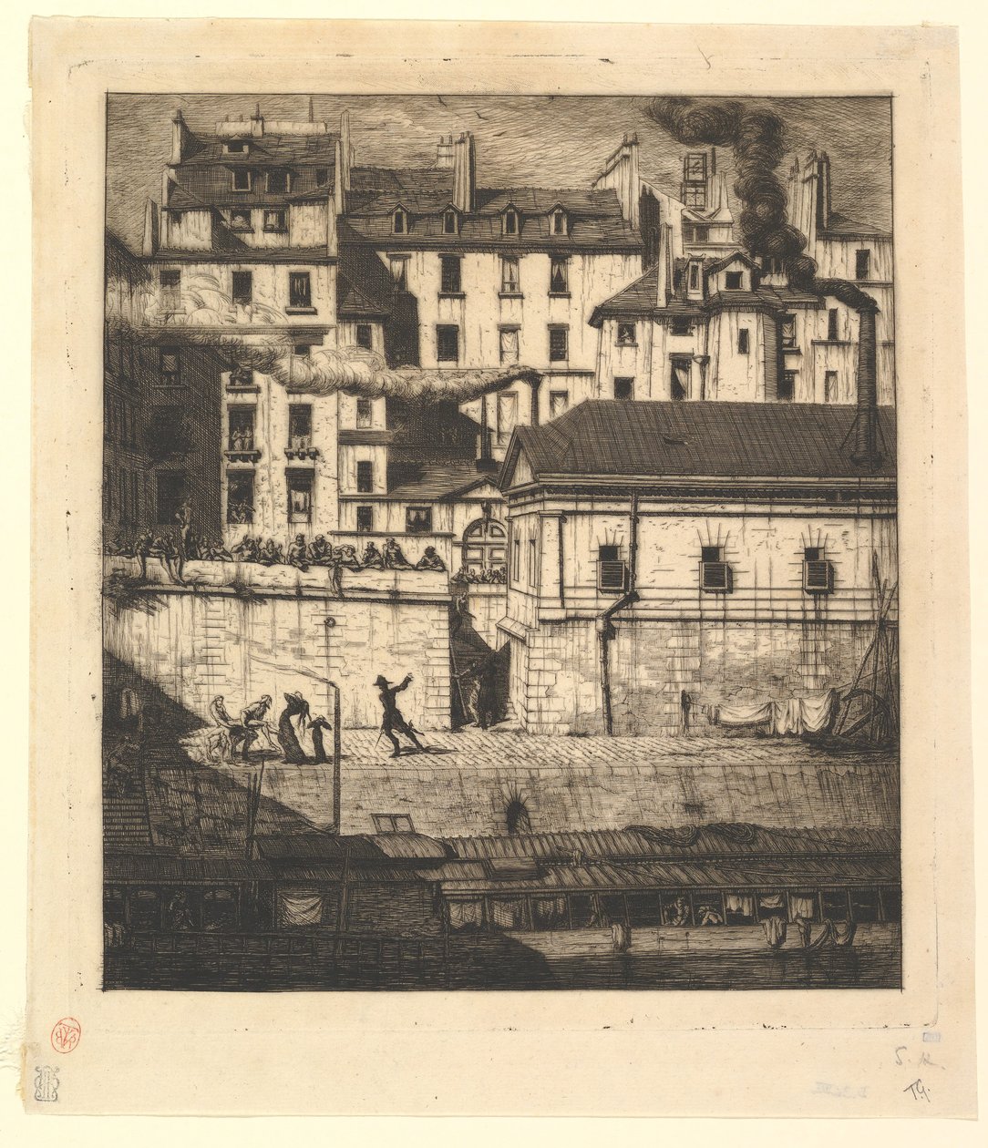 Het Mortuarium, Parijs La Morgue, 1854 door Charles Meryon