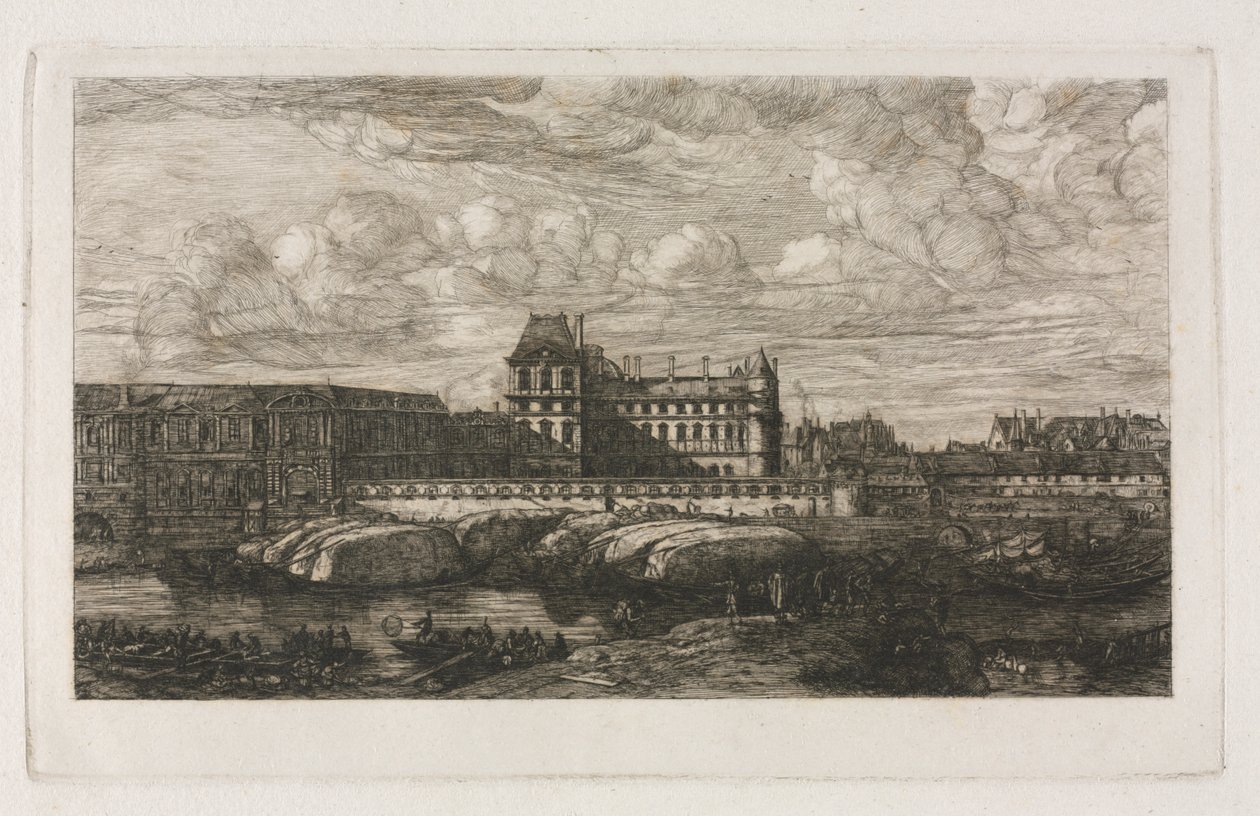 Het oude Louvre naar een schilderij van Zeeman door Charles Meryon