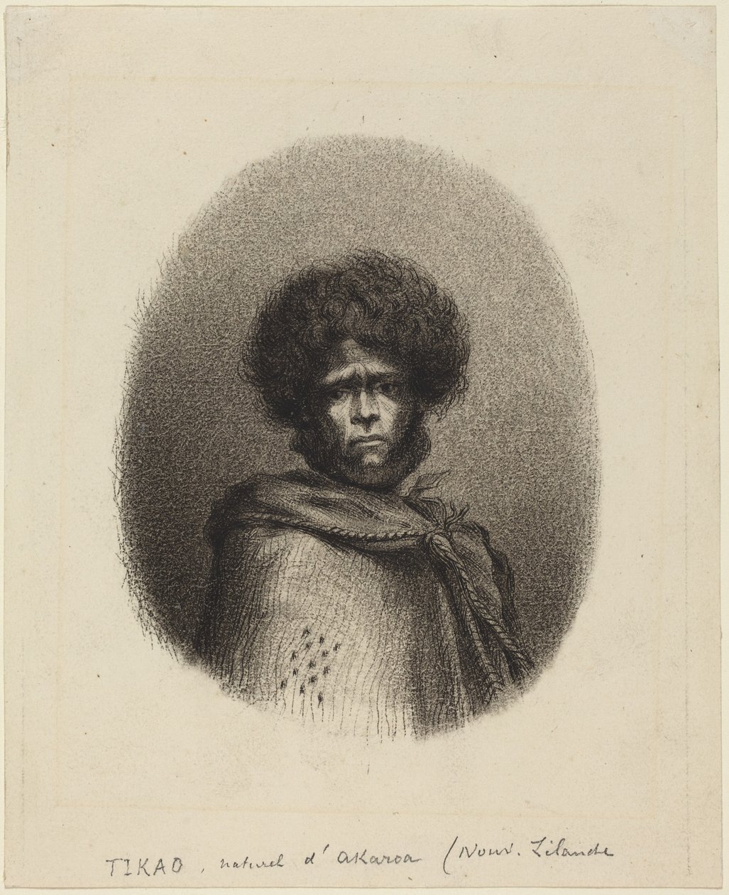 Tikao, geboren in Akaroa door Charles Meryon
