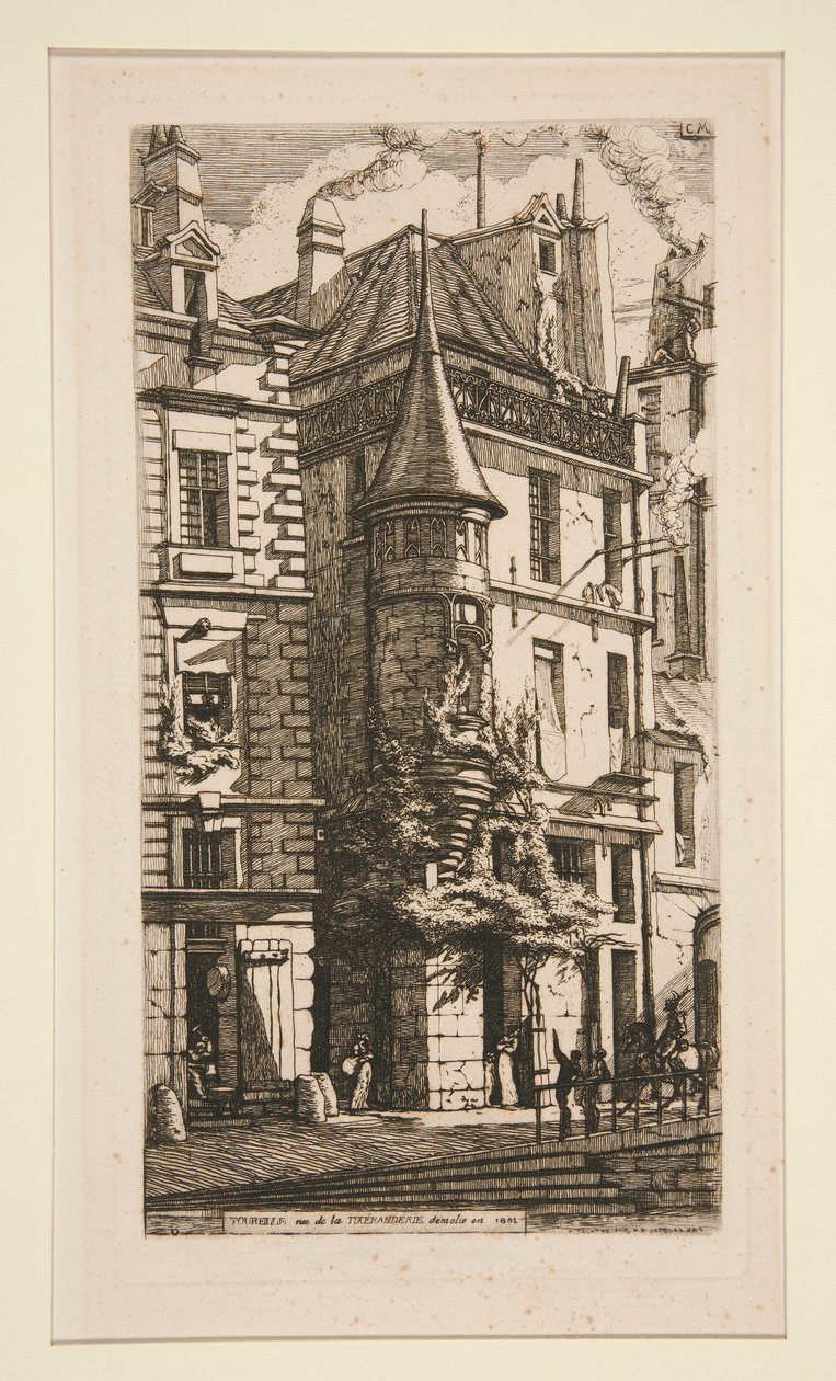 Huis met een torentje, rue de la Tixeranderie door Charles Meryon