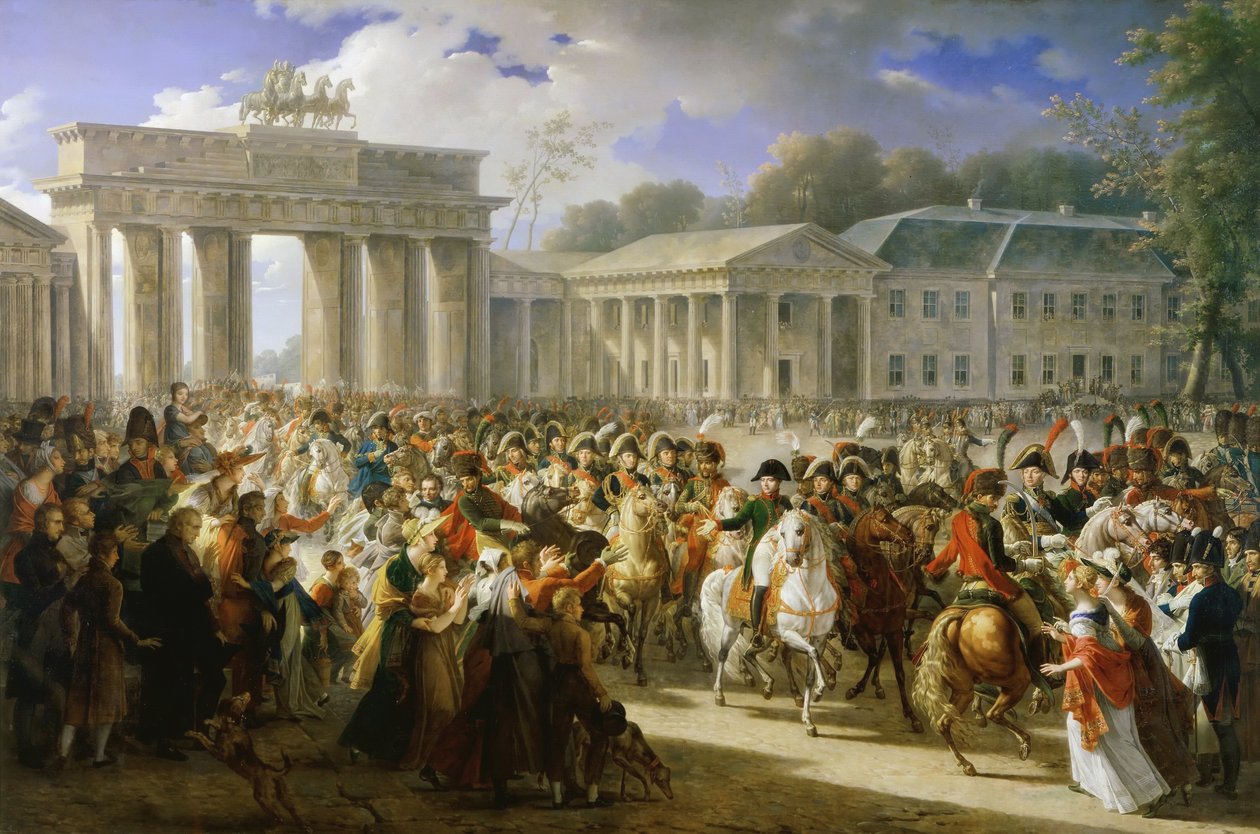 Frans: Entrée de Napoléon à Berlin. 27 octobre 1806 Intocht van Napoleon I in Berlijn, 27 oktober 1806 door Charles Meynier