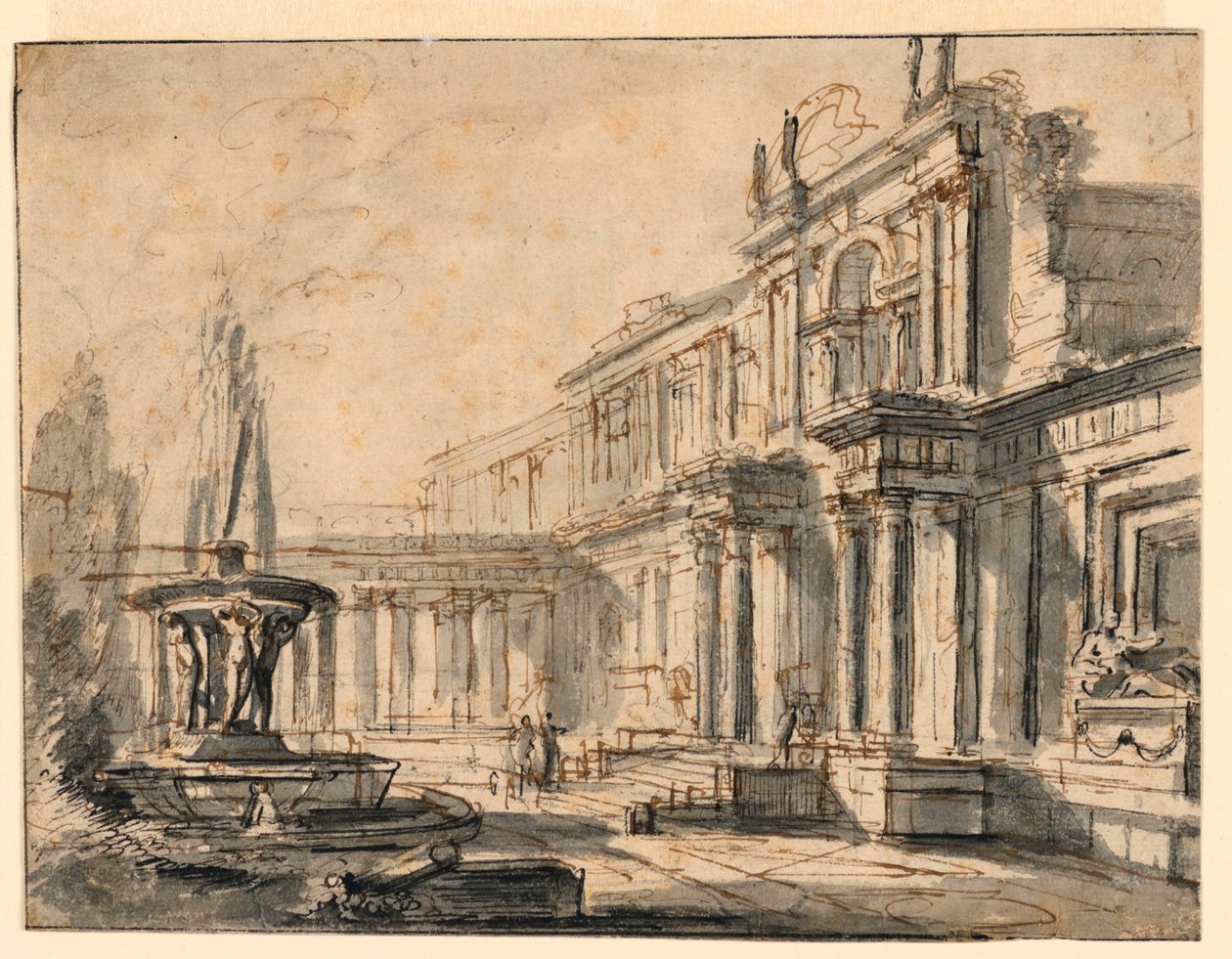 Architectonische Fantasie: Een Binnenplaats door Charles Michel Ange Challe