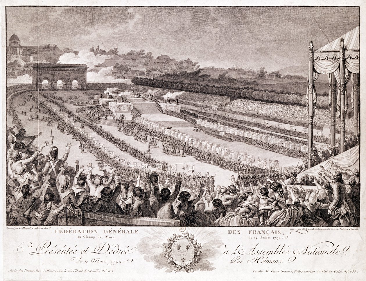 Festival van de Federatie, 14 juli 1790, op het Champ de Mars, gegraveerd door Isidore Stanislas Helman door Charles Monnet