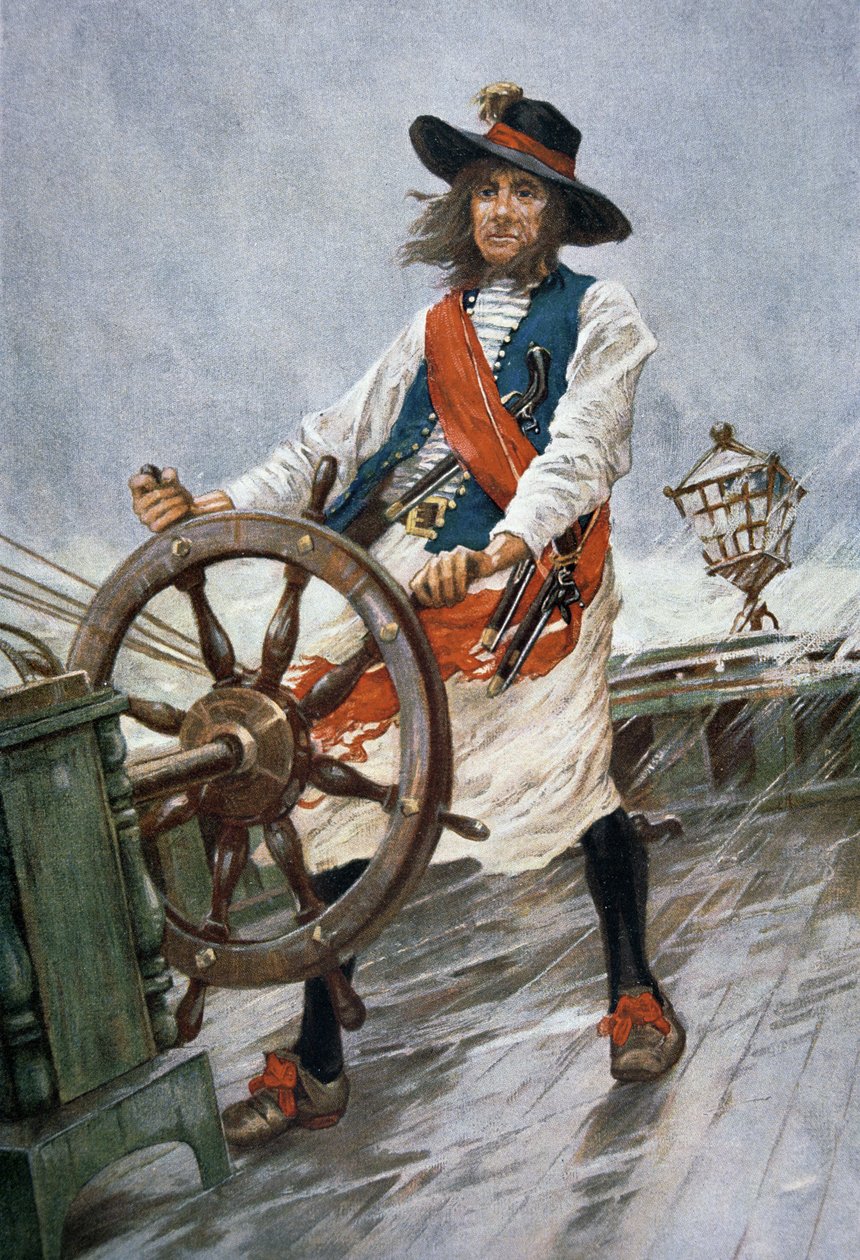Een zeerover-piraat (kleurenlitho) door Charles Murray Padday