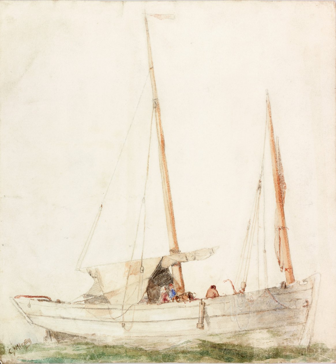 Zeilboot door Charles Napier Hemy