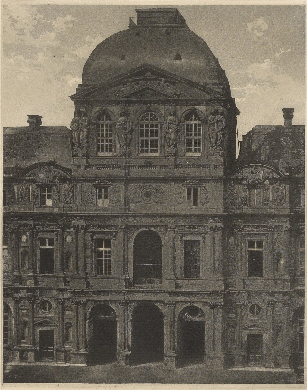Paviljoen van de Klok, Louvre, Parijs, Frankrijk door Charles Nègre