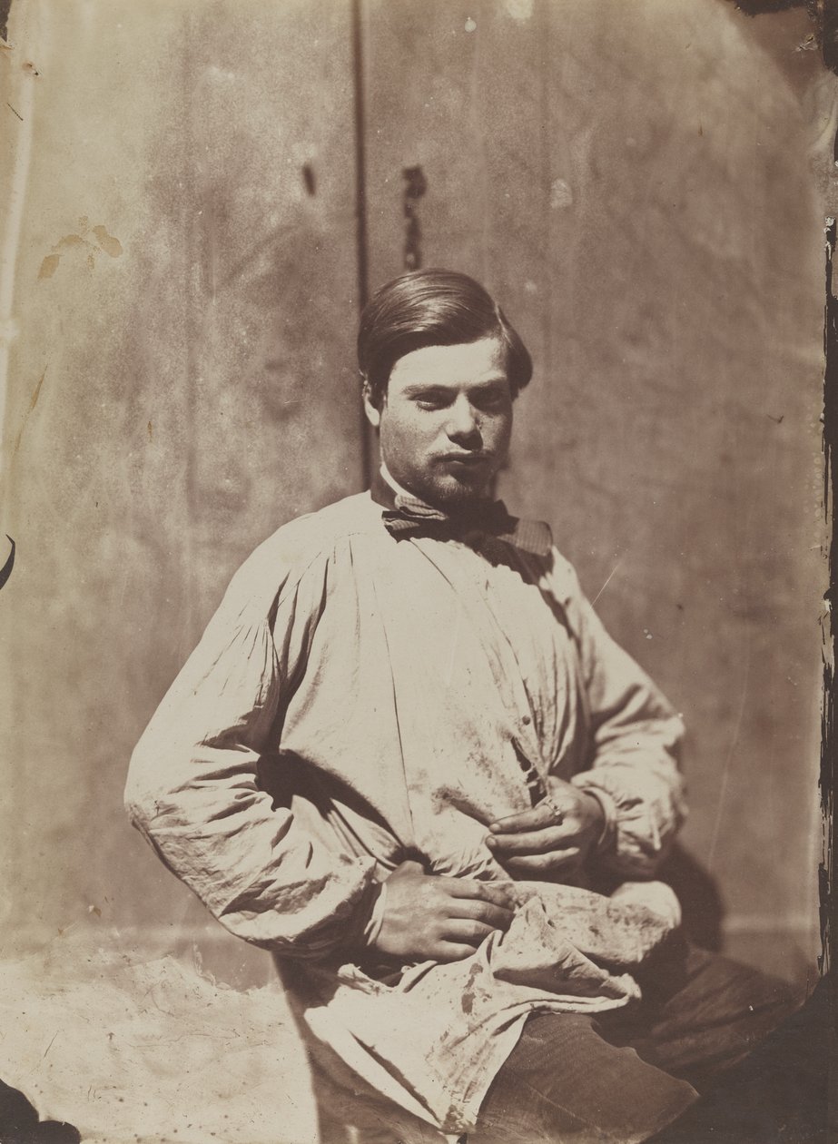 Portret van een jonge man in een blouse door Charles Nègre