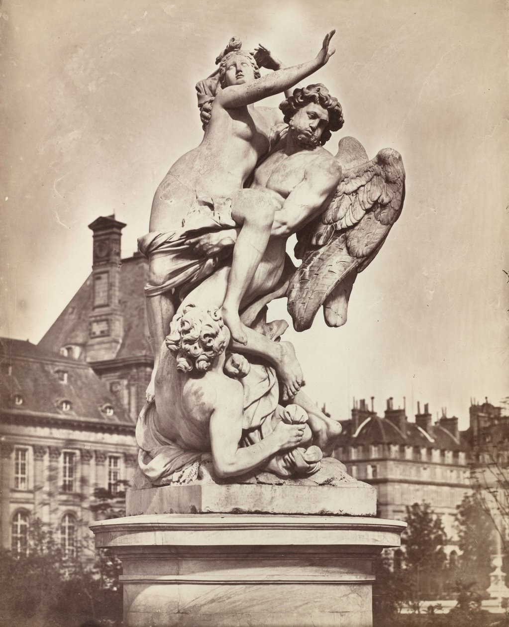 Standbeeld in de Tuileries: G. Marsy en A. Flamen: Boreas die Orythie meeneemt door Charles Nègre