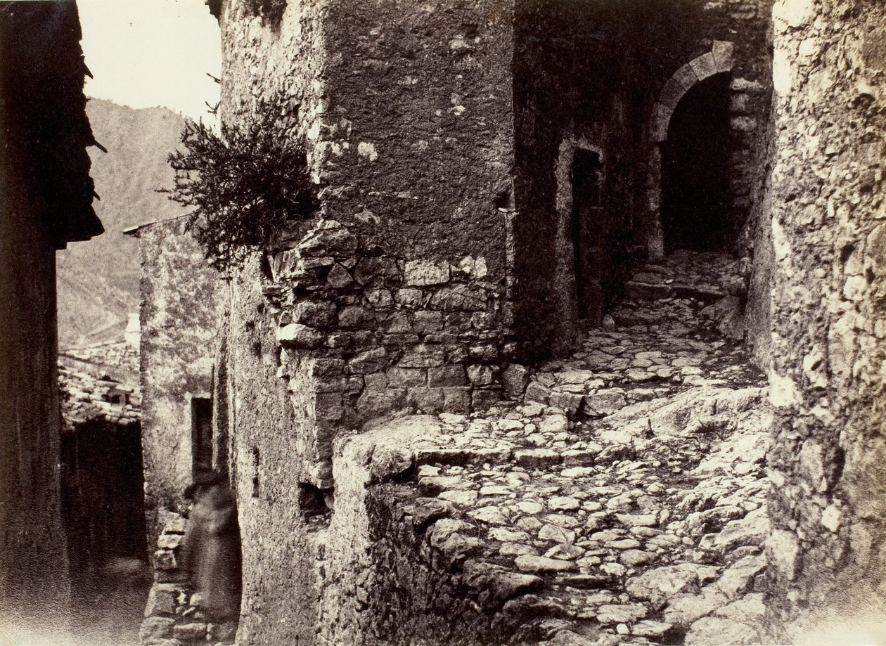 Een Straat in Sainte-Agnès nabij Roquebrune door Charles Nègre