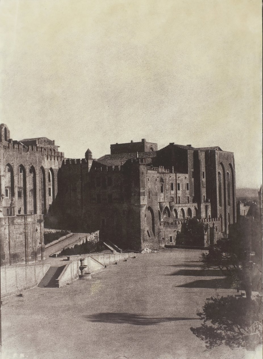 Het paleis van de paus, Avignon, ca. 1851, gedrukt 1970 door Charles Nègre