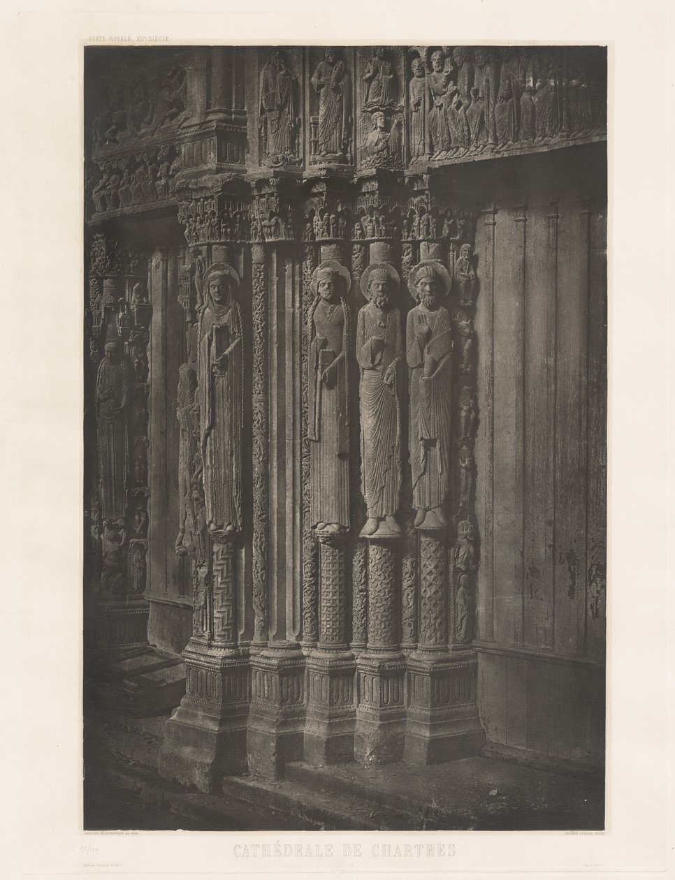 Planche XIII – Cathédrale de Chartres, Statues Colonnes de la Porte Centrale du Portail Royal door Charles Nègre, André Jammes