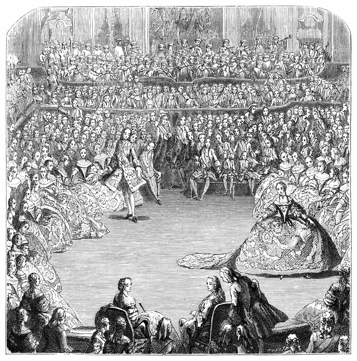 Menuetdanser en de Koning, 1754, 1885 door Charles Nicolas Cochin
