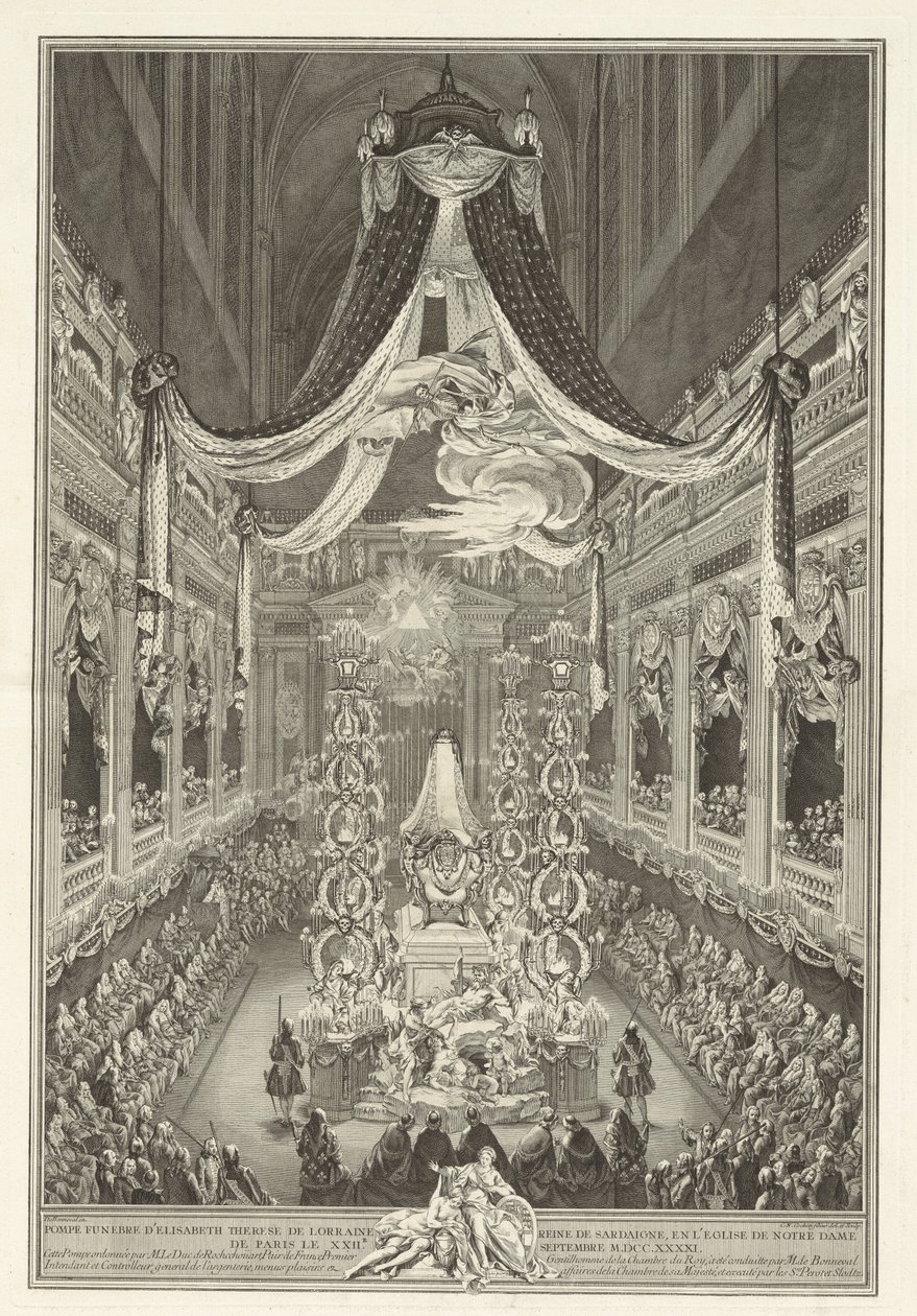 Begrafenis van Élisabeth Thérèse de Lorraine door Charles Nicolas Cochin II