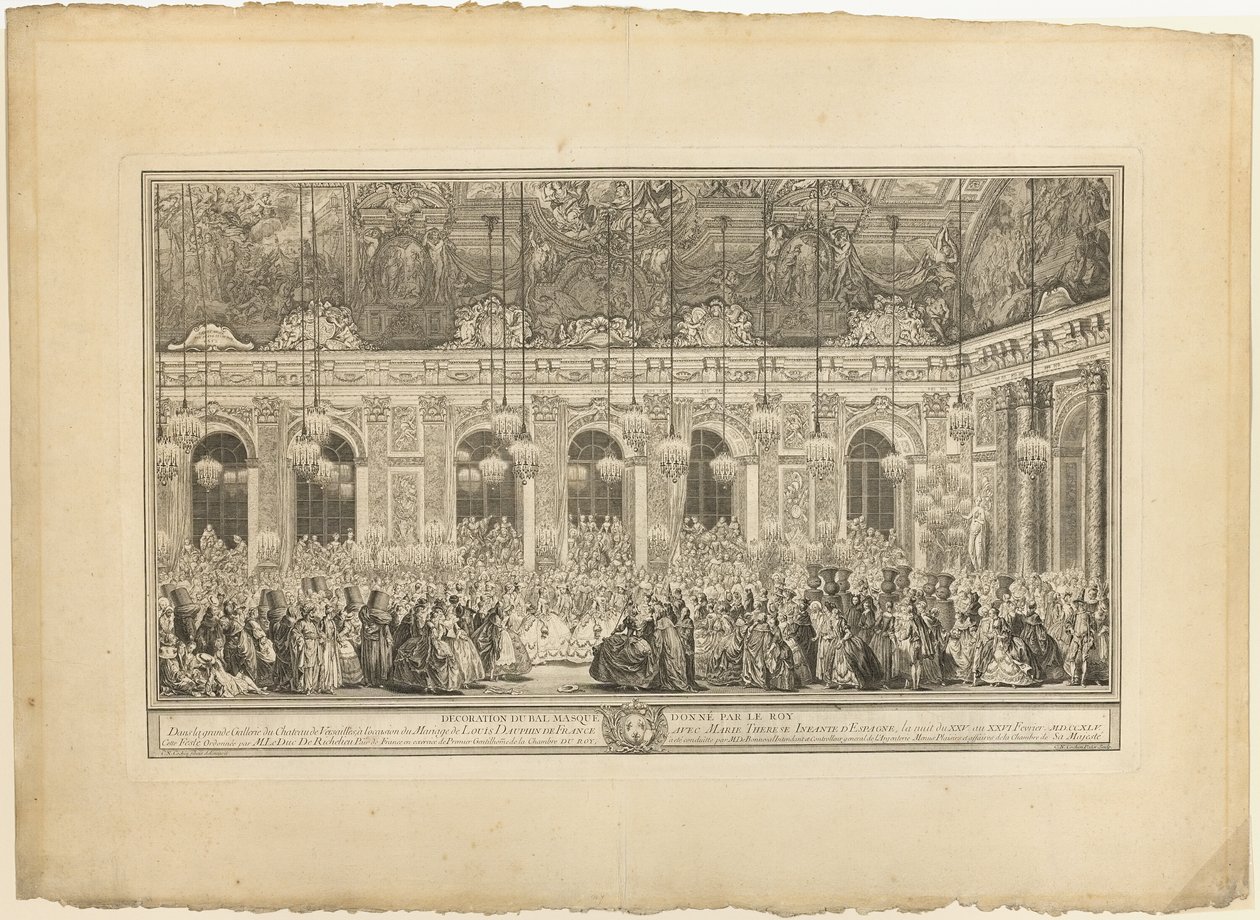 Decoratie voor een gemaskerd bal gegeven door de koning door Charles Nicolas Cochin I