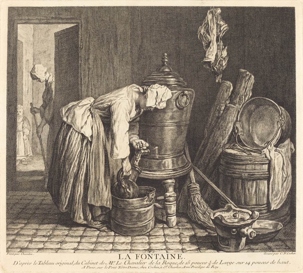 De Fontein door Charles Nicolas Cochin I after Jean Siméon Chardin