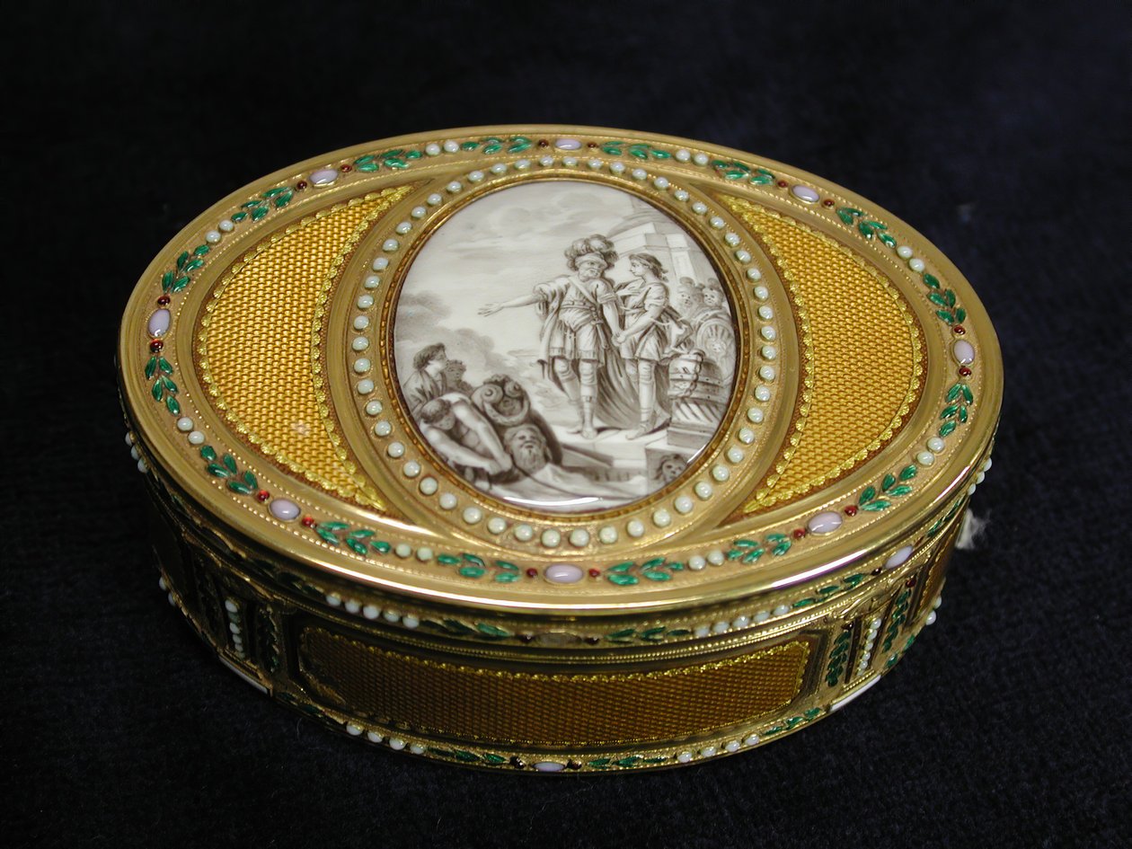 Snuifdoos met miniatuur die het vertrek van Telemachus uit Egypte afbeeldt, 1780-81 door Charles Ouizille
