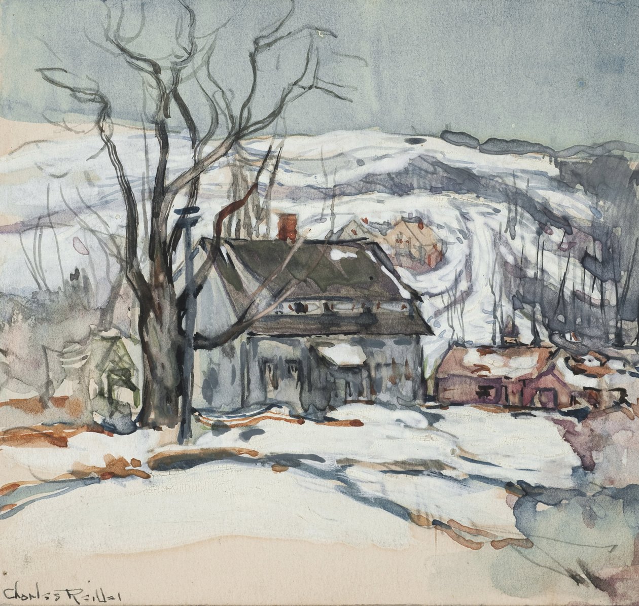 Huis en Boom in de Winter door Charles P. Reiffel