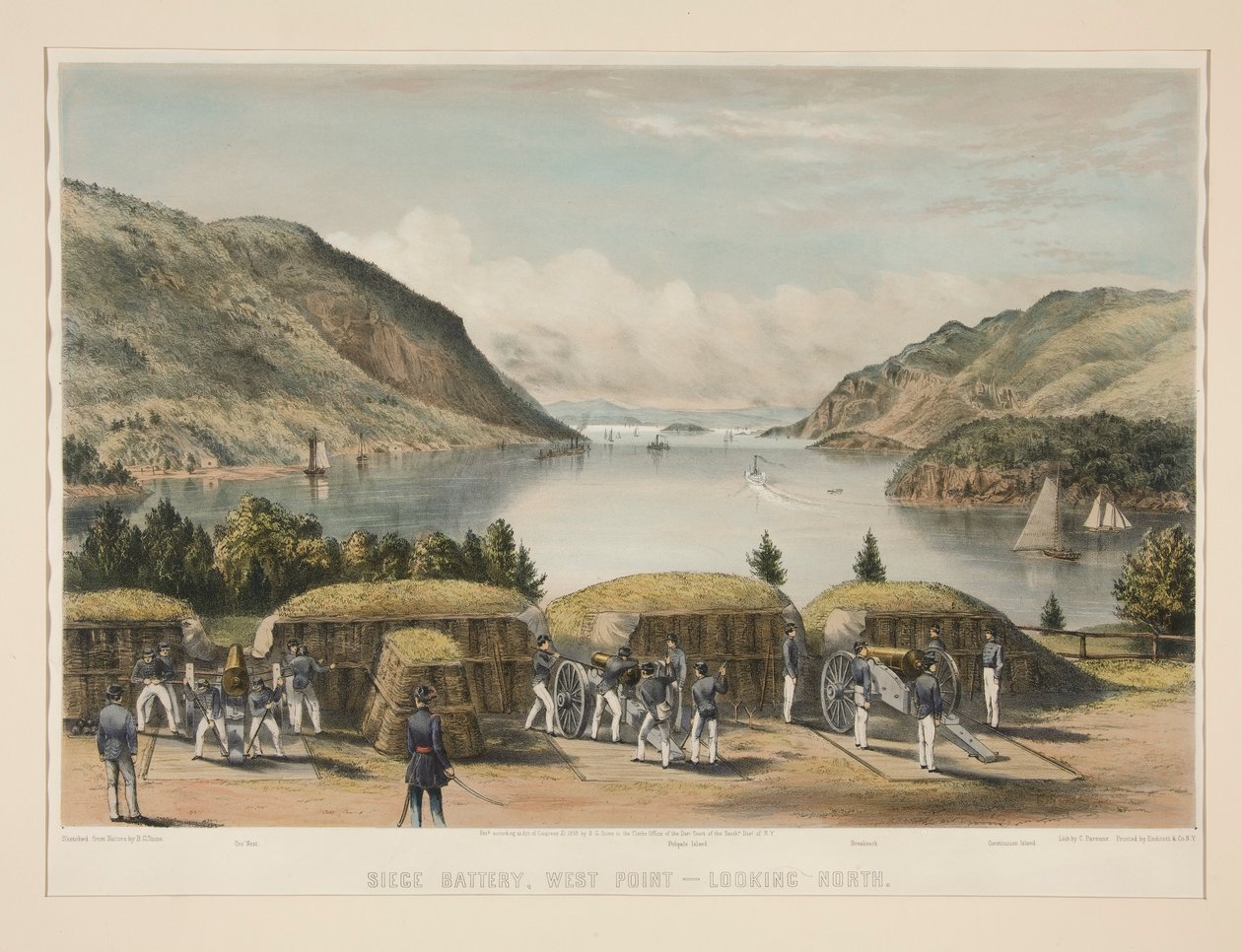 Belegeringsbatterij, West Point - Kijkend naar het noorden door Charles Parsons