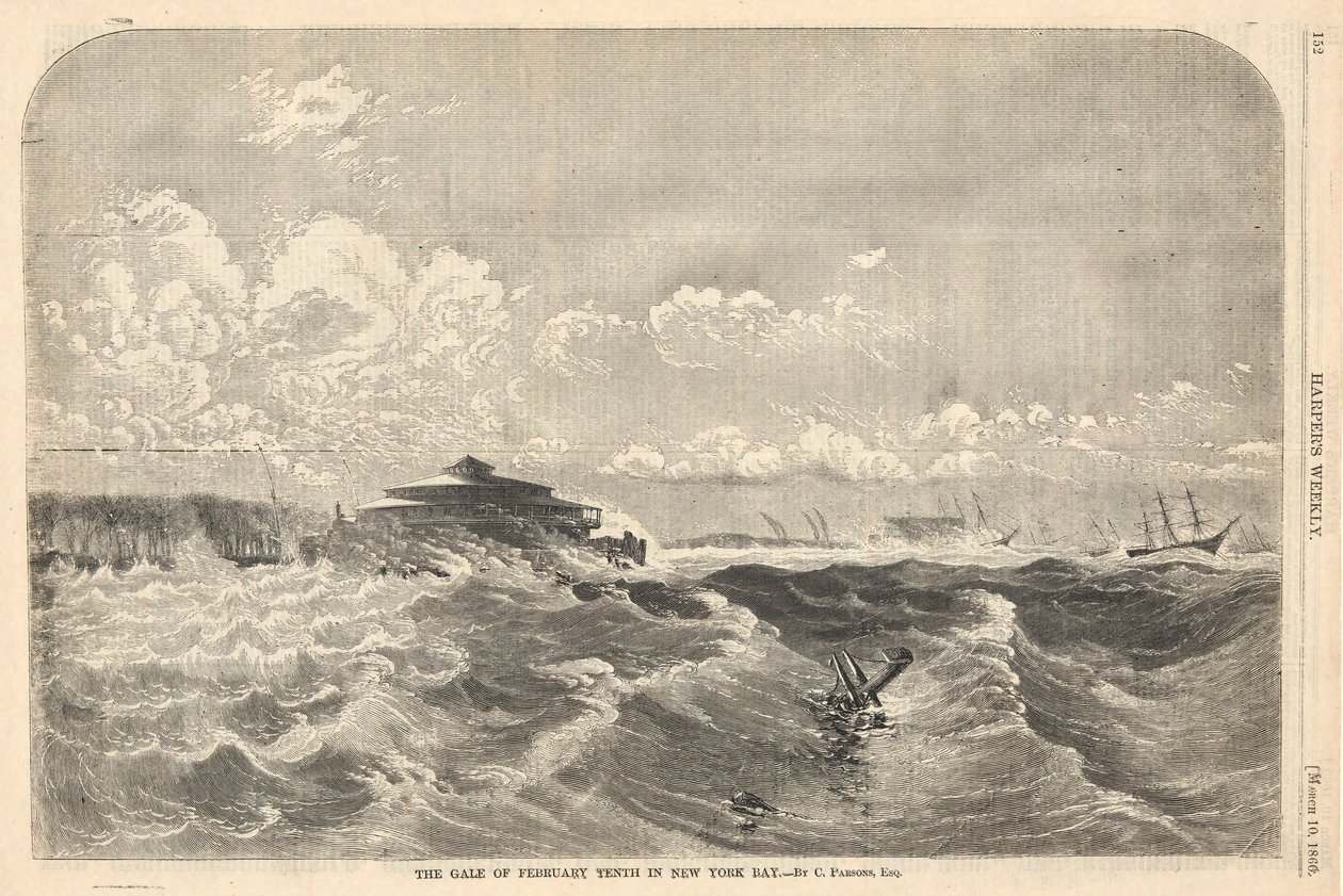 De storm van 10 februari in New York Bay door Charles Parsons