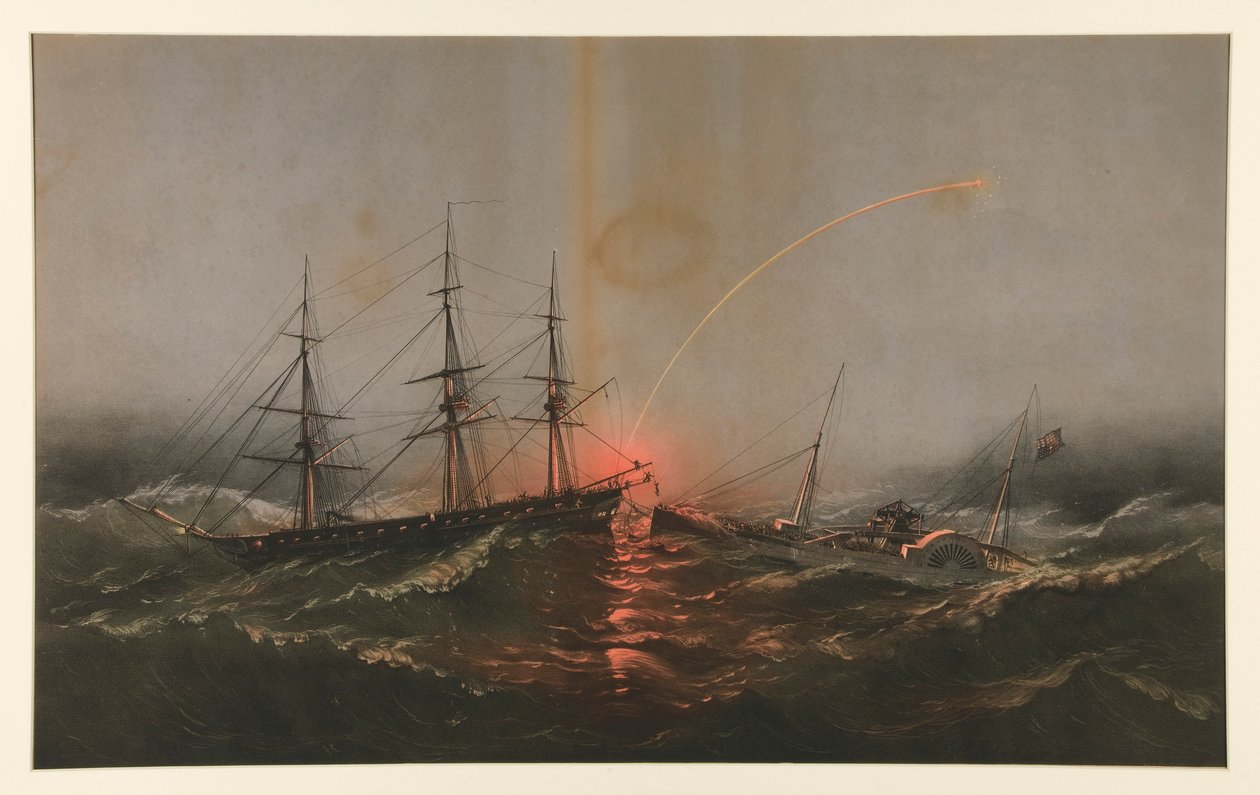 De Amerikaanse fregat Sabine redt een bataljon Amerikaanse mariniers van het transportschip Governor door Charles Parsons