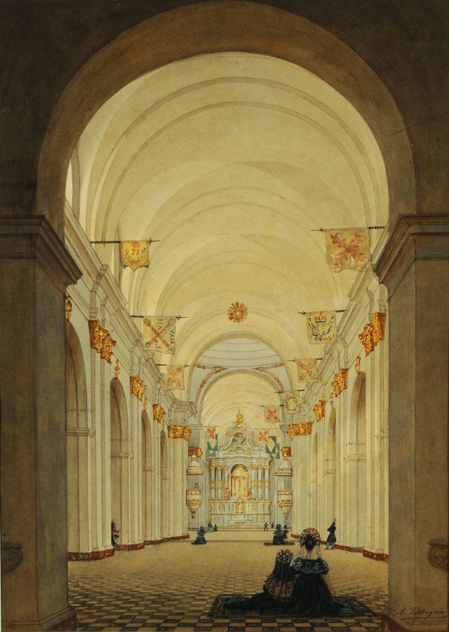 Interieur van de kathedraal van Buenos Aires door Charles Pellegrini